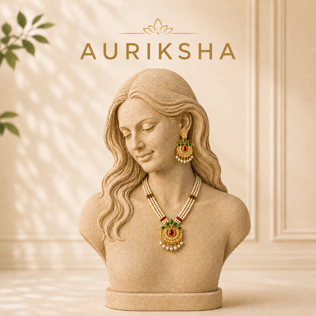 Auriksha Emerald Pearl Set Selection